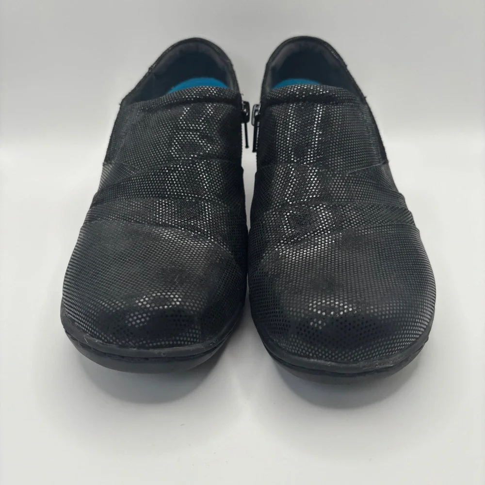 Clarks Channing Kim Womens 9.5 Black Lizard Print Zip Loafers 26113346
